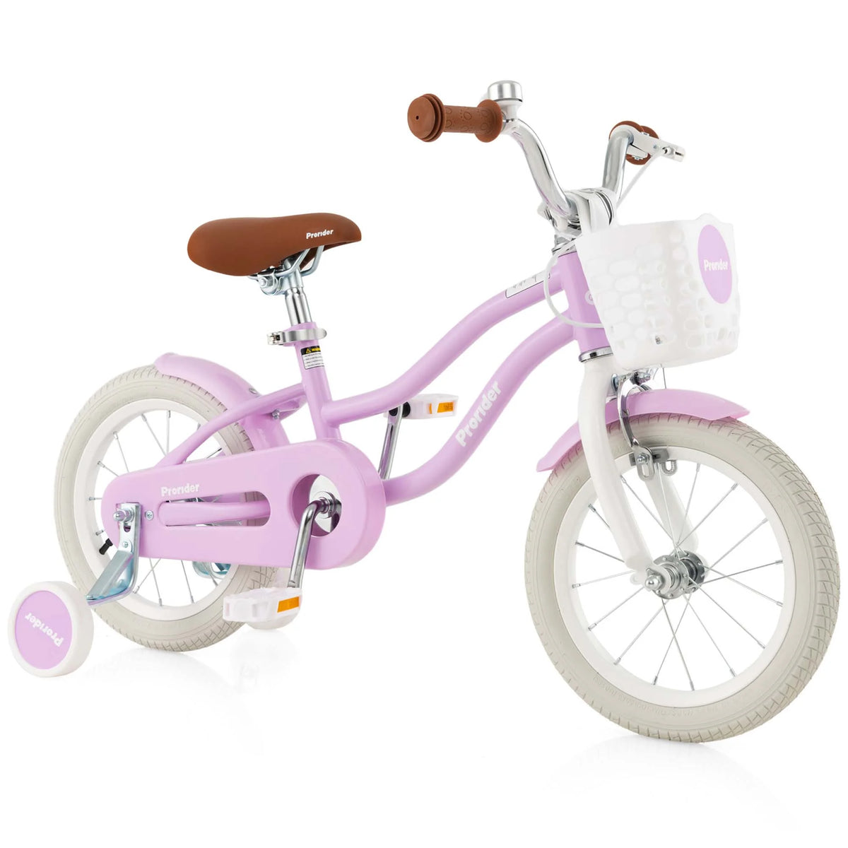 14'' Kids Bike with Training Wheels & Basket Pink V198614