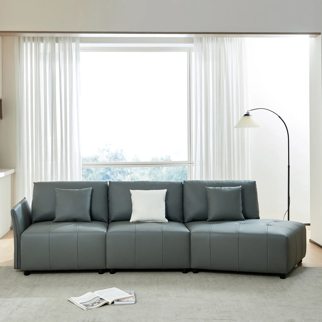120'' Dark Gray Real Leather Modular Sectional Sofa K43280
