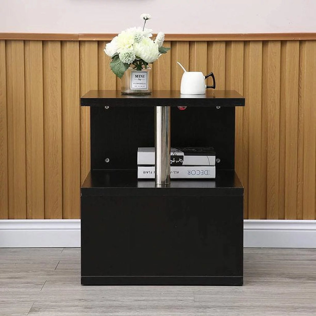 Black High Gloss S-Shaped Coffee Table with LED Backlight G86859