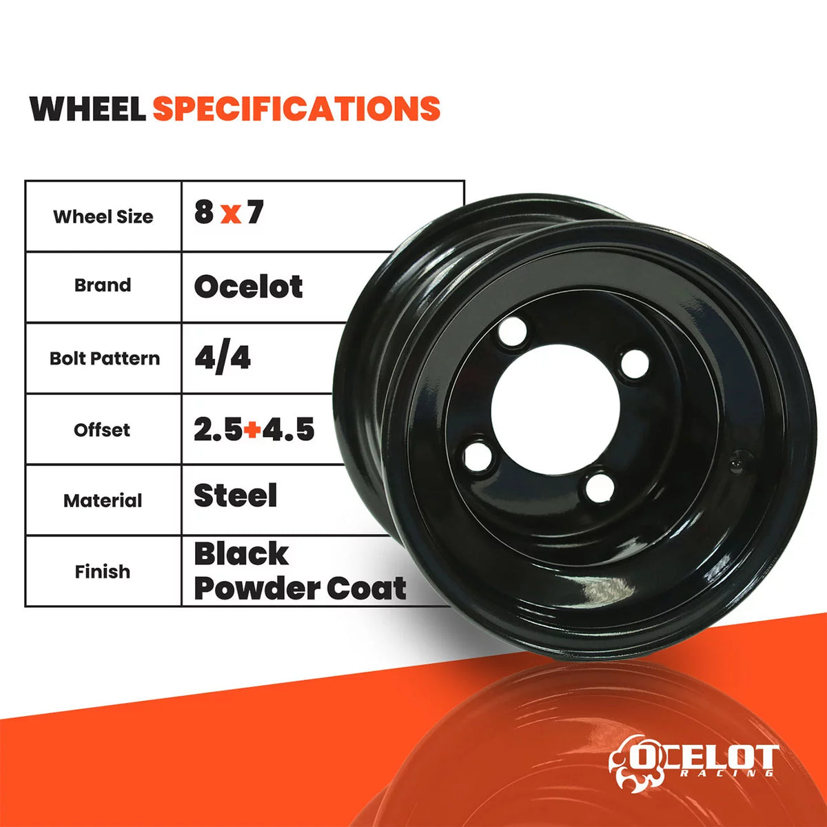 Black 8x7 4/4 2.5+4.5 Steel Wheel R875821