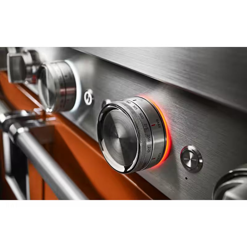 48 in. 6.3 cu. ft. Smart Double Oven Gas Range with Griddle and True Convection in Scorched Orange B483