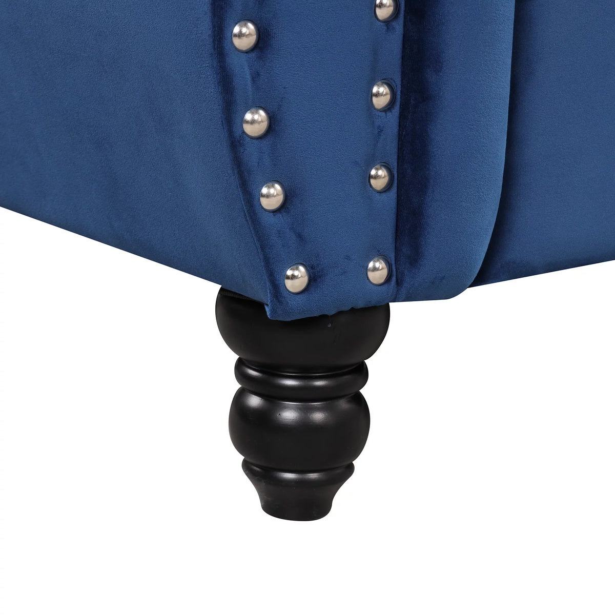 Blue 3-Seat Upholstered Sofa with Metal Legs J13338