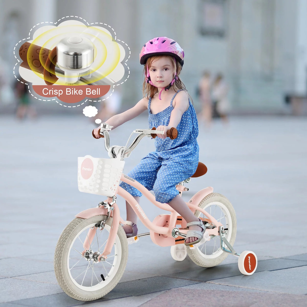 14'' Kids Bike with Training Wheels & Basket Pink V198614