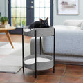 Elevated Wrought Iron Cat Bed with Faux Fur Cushion W865523