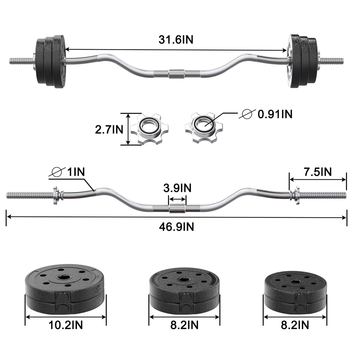 2 in 1 Adjustable Dumbbell Set with Connecting Rod M357416