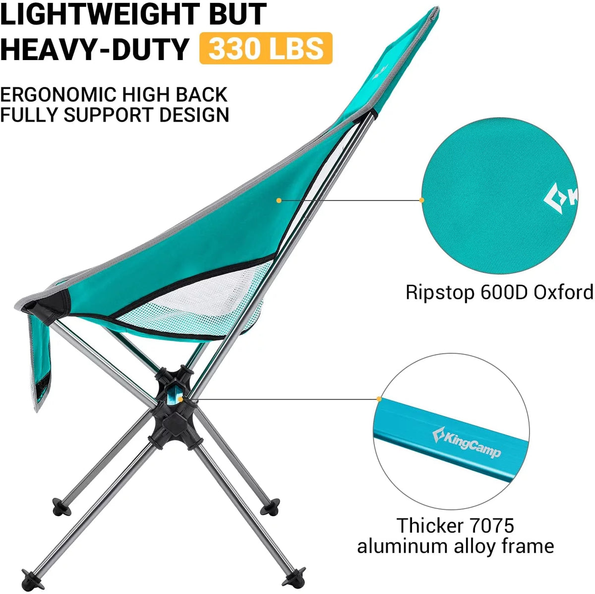 2 Pack High Back Lightweight Extra Wide Folding Camping Chairs with Carry Bag Black X941111