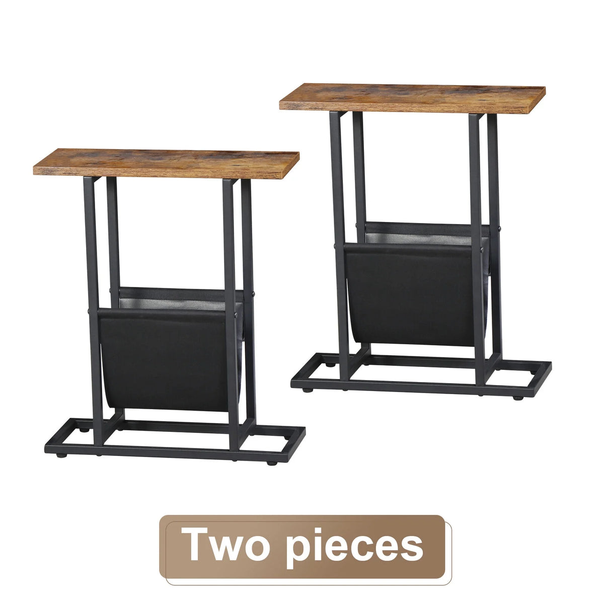 Narrow Brown Side Table with Magazine Holder J754910