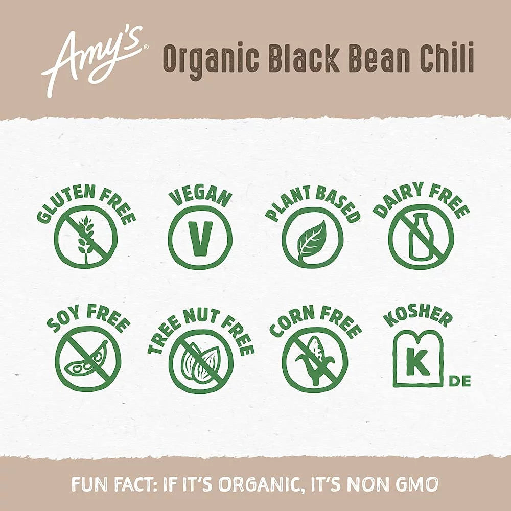 Organic Low Fat Medium Black Bean Chili 12 oz Pack of 4 I9549