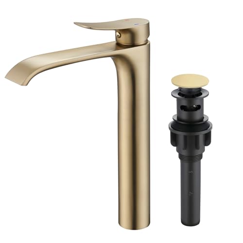 Brushed Gold Single Handle Vessel Sink Faucet C51749