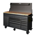 61 in. 10-Drawer Mobile Workbench in Matte Black with Hardwood Top P685166