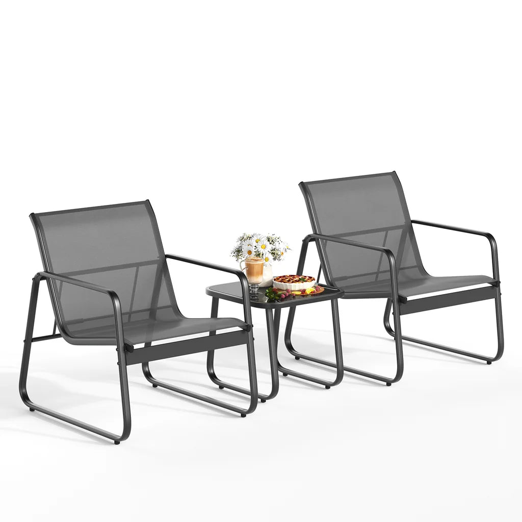 3 Pieces Textilene Patio Furniture Set with Tea Table Z4187