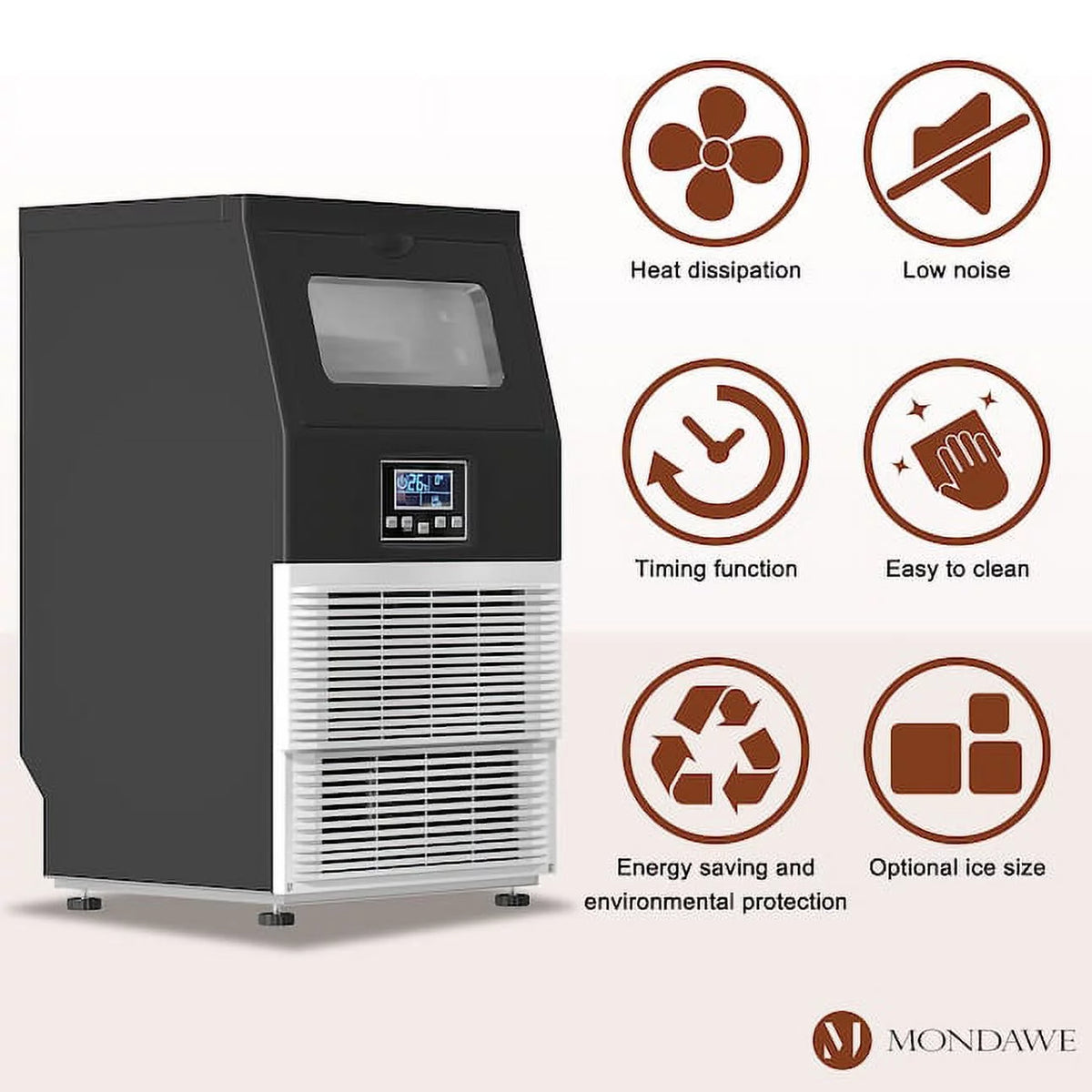 Countertop Bullet Ice Maker with Ice Scoop and Built-in Rack C549901