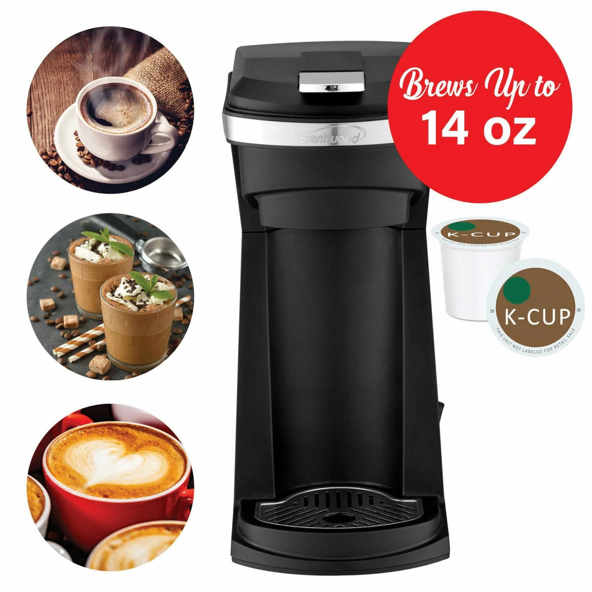 Black Single Serve Coffee Maker with Reusable Filter Basket K354586