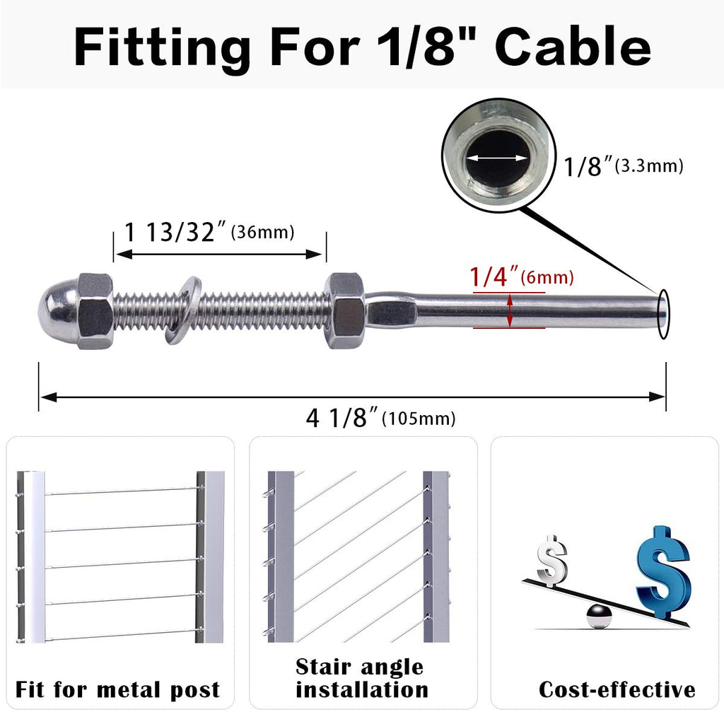 60 Pack 1/8 Cable Railing Kit T316 Stainless Steel M991832