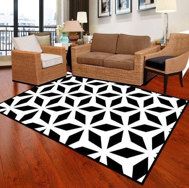 Geometric Carpet White Black K490786