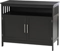 Black Kitchen Console Table with 2-Level Cabinet and Open Shelf M205325