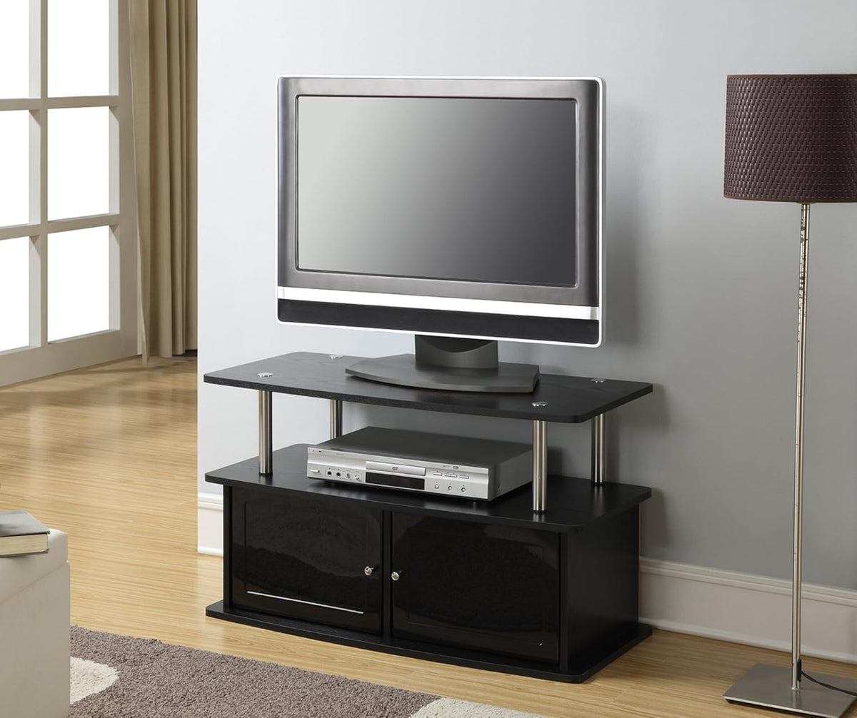 Gray TV Stand with 2 Storage Cabinets and Shelf N565492