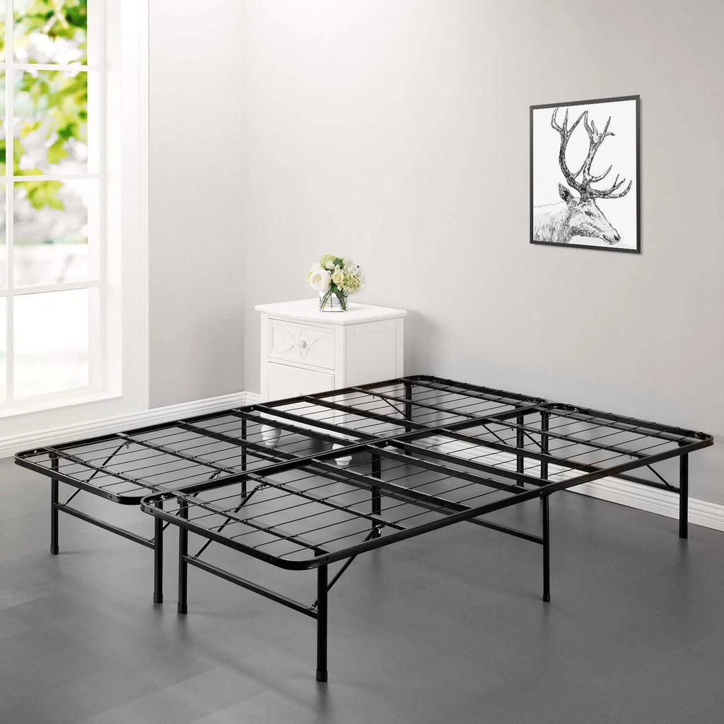 Full Metal Folding Bed Frame 14 inch Black E985788