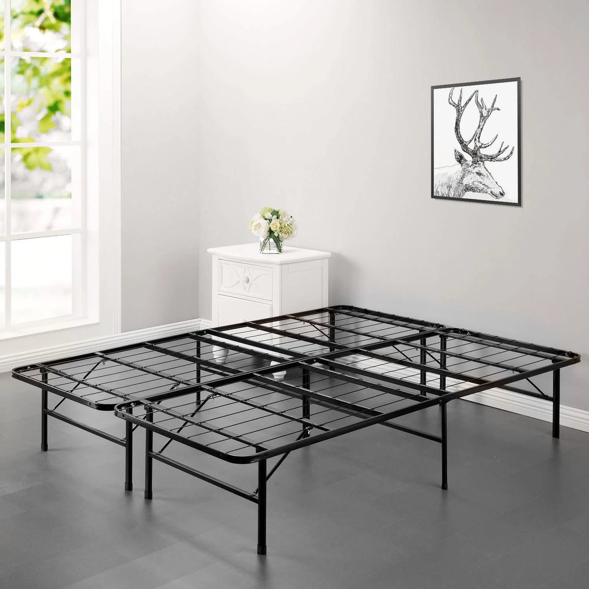 Full Metal Folding Bed Frame 14 inch Black E985788