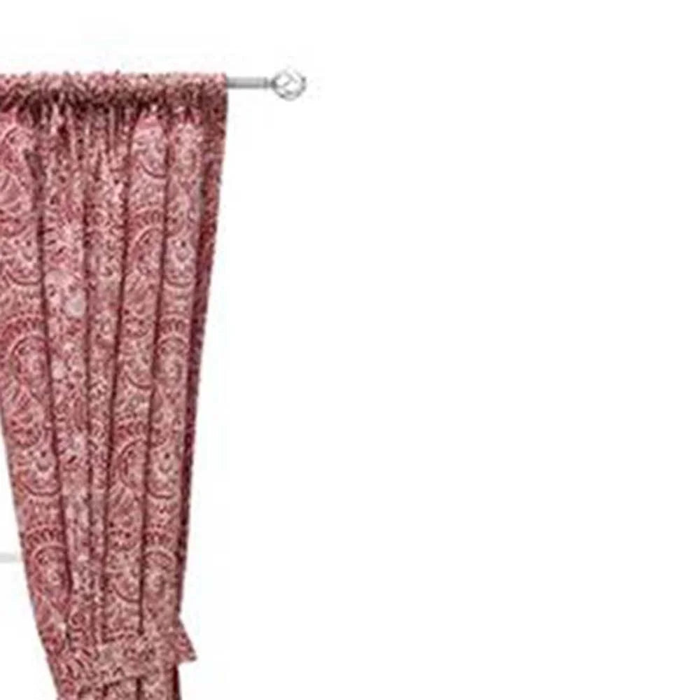 Printed Paisley 1.5" Rod Pocket Tailored Tiers 50"x36" Red Z996