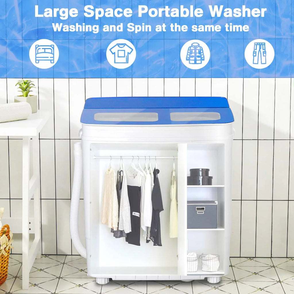 Portable Mini Twin Tub Washing Machine and Spin Dryer Combo, Blue B379