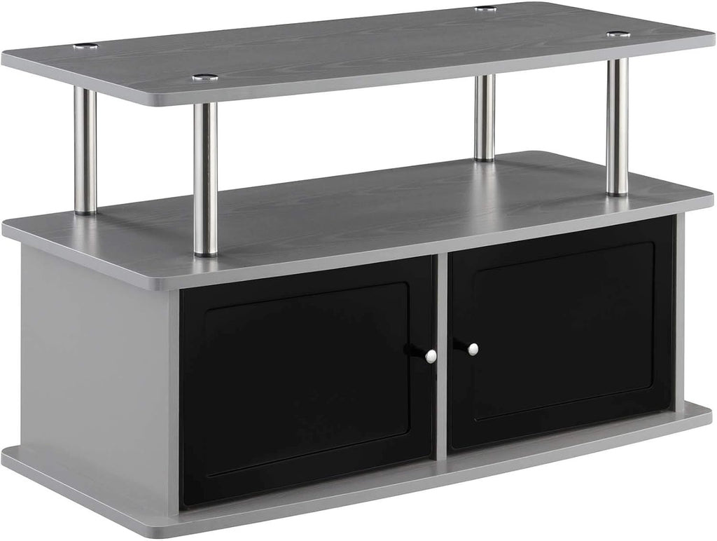 Gray TV Stand with 2 Storage Cabinets and Shelf N565492