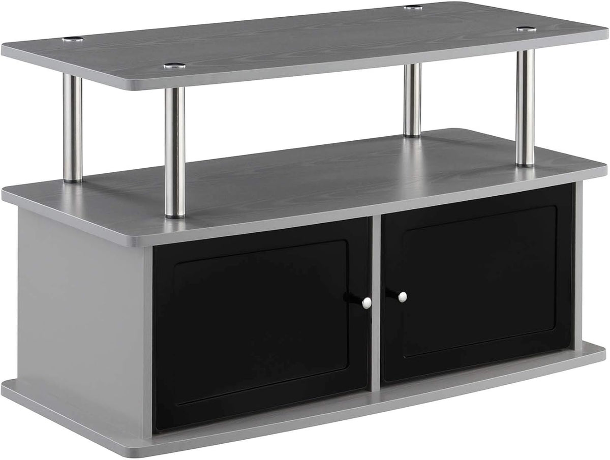 Gray TV Stand with 2 Storage Cabinets and Shelf N565492