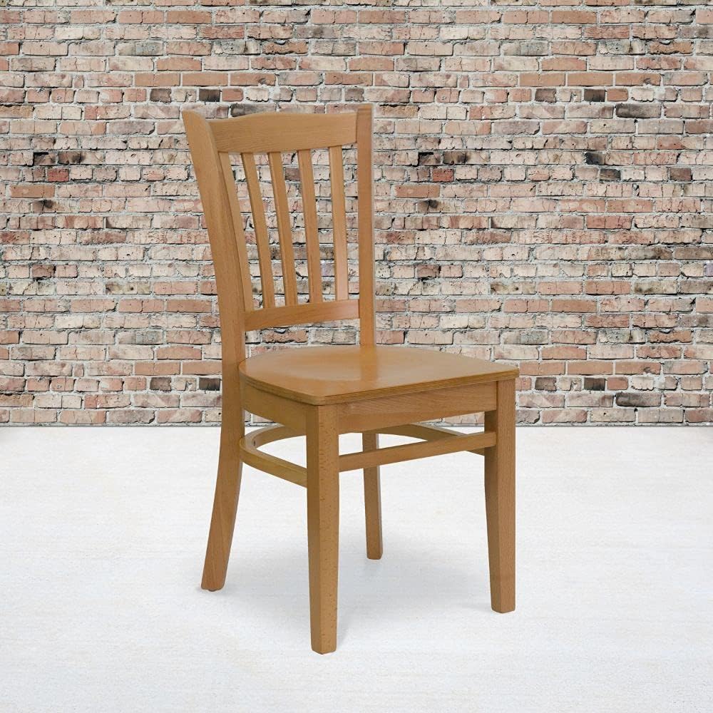 Vertical Slat Back Mahogany Wood Restaurant Chair W986978