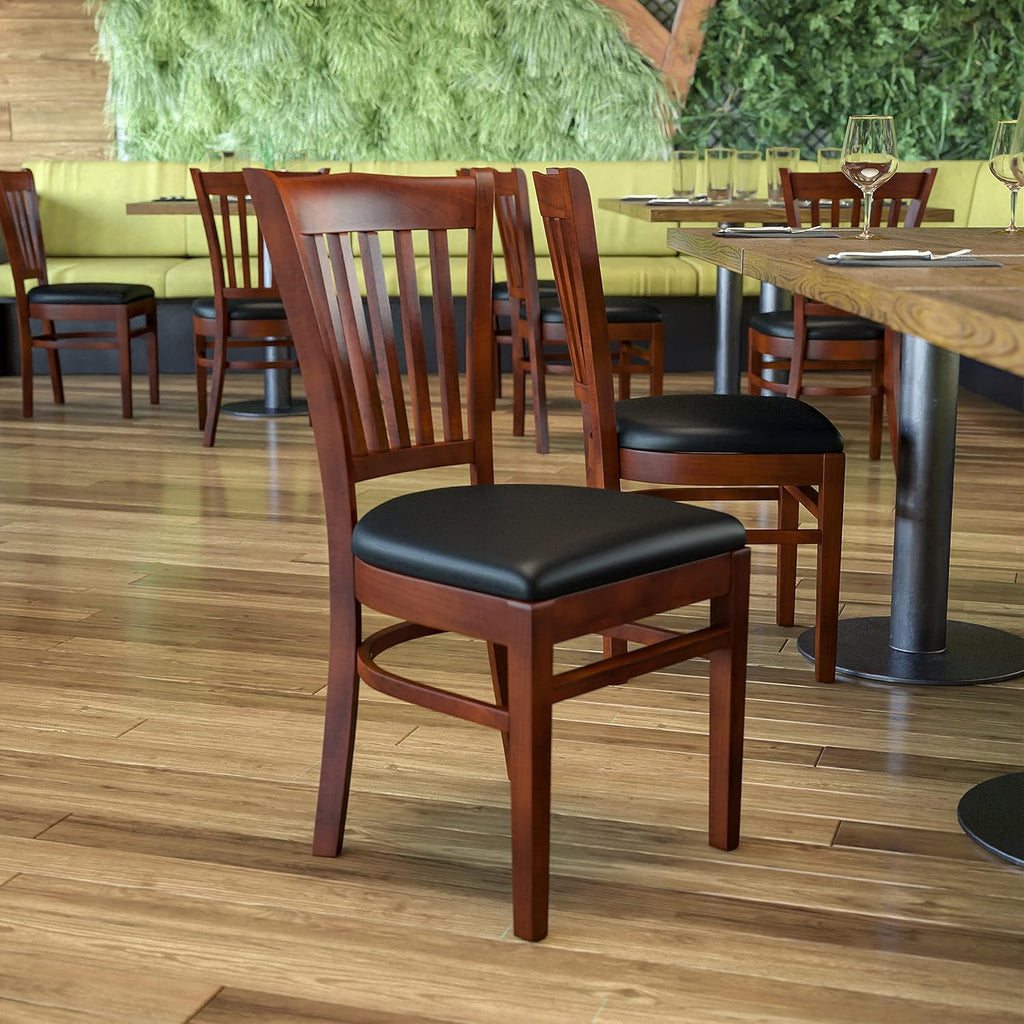 Vertical Slat Back Mahogany Wood Restaurant Chair W986978