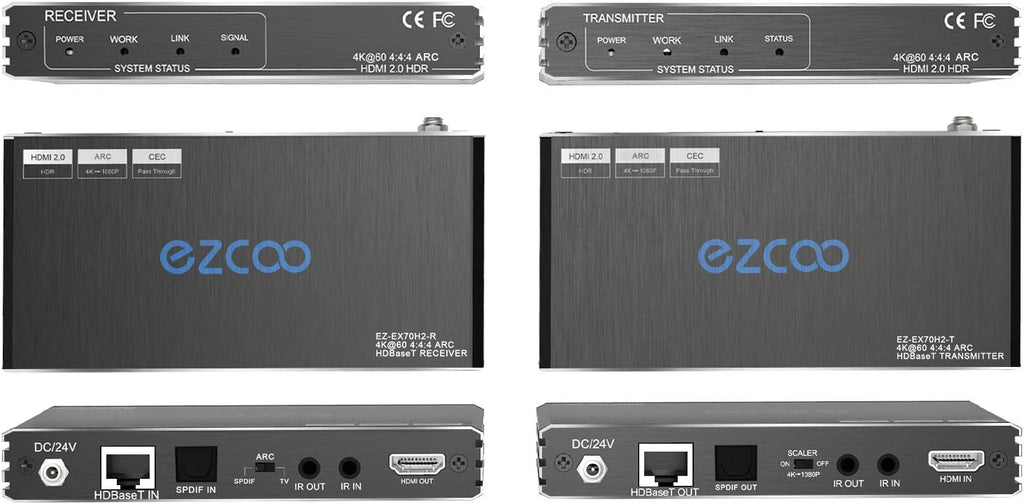 HDBaseT HDMI ARC Extender 4K 60Hz HDR10 18Gbps Cat5e Cat6 SPDIF Toslink PoE IR CEC 230ft 1080P 130ft 4K HDMI2.0 HDCP2.2 DTS:X 4K Down-Scale Slim Case S3702