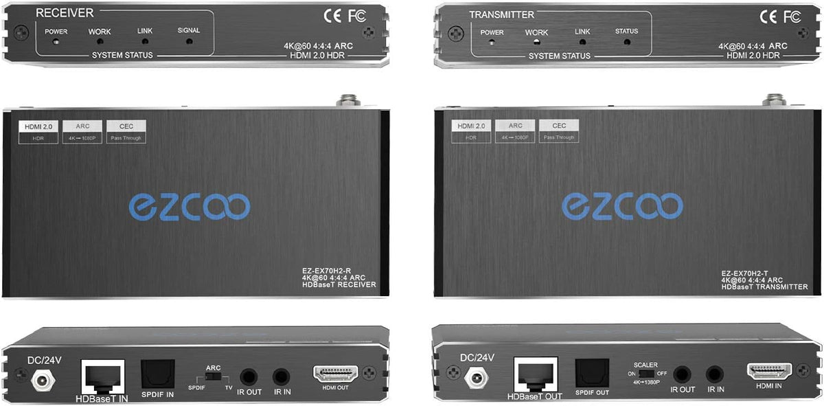 HDBaseT HDMI ARC Extender 4K 60Hz HDR10 18Gbps Cat5e Cat6 SPDIF Toslink PoE IR CEC 230ft 1080P 130ft 4K HDMI2.0 HDCP2.2 DTS:X 4K Down-Scale Slim Case S3702