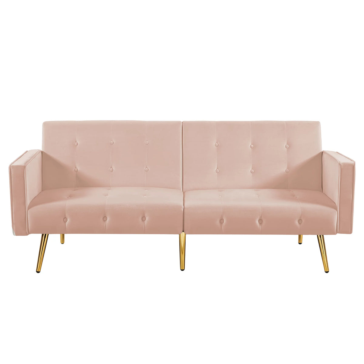 Pink Velvet Convertible Sofa Bed with Armrests A515
