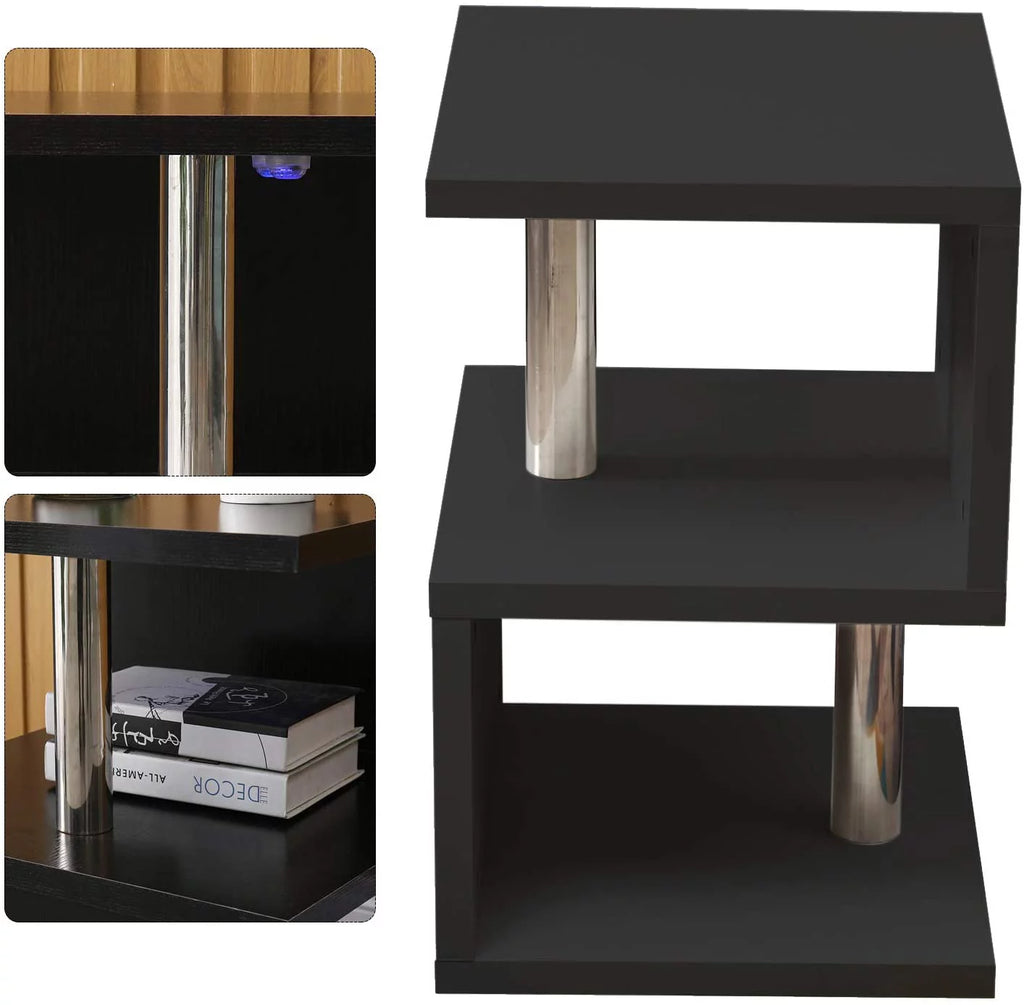 Black High Gloss S-Shaped Coffee Table with LED Backlight G86859
