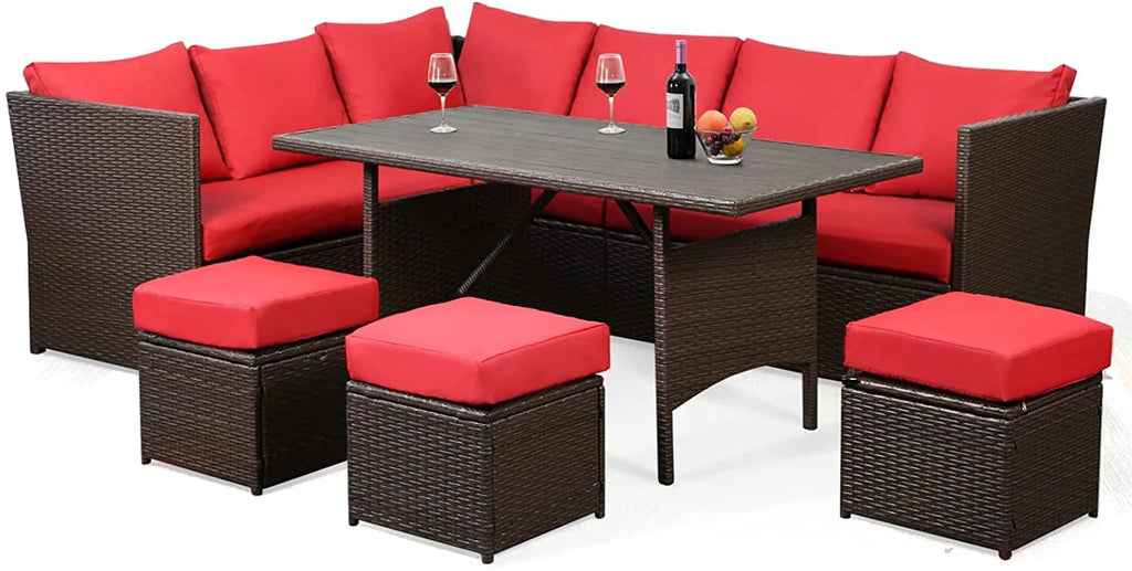 7-Piece PE Rattan Wicker Patio Conversation Set X43485