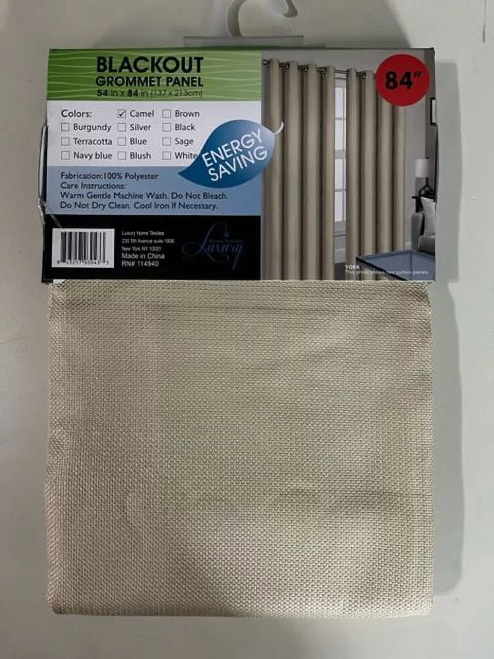 Set of 2 Blackout Thermal Lined Grommet Top Curtain Panels 84 Long B6408