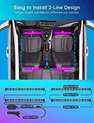Smart RGB Car Interior LED Lights with App Control A985