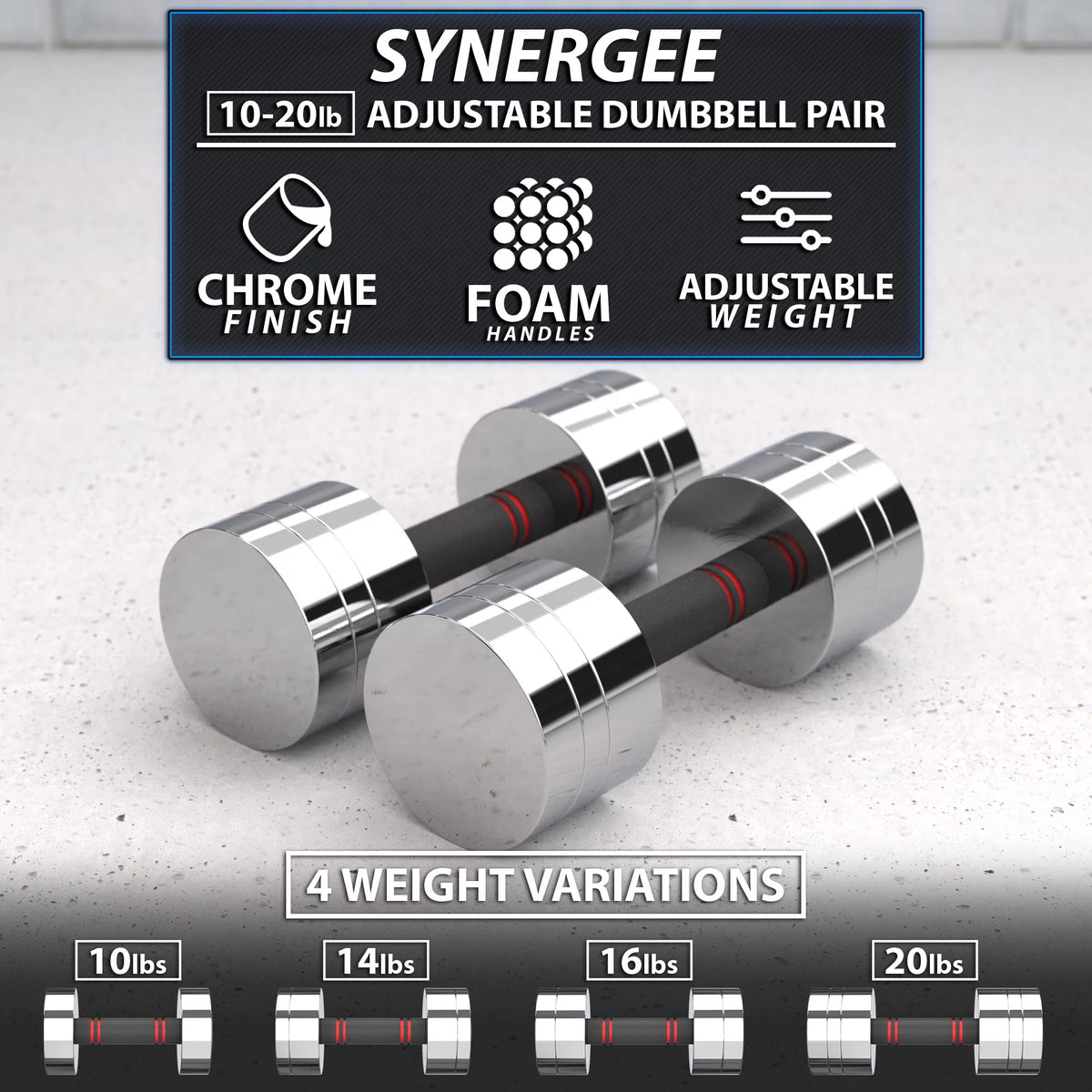 Adjustable Dumbbell Set with Foam Handles H89435