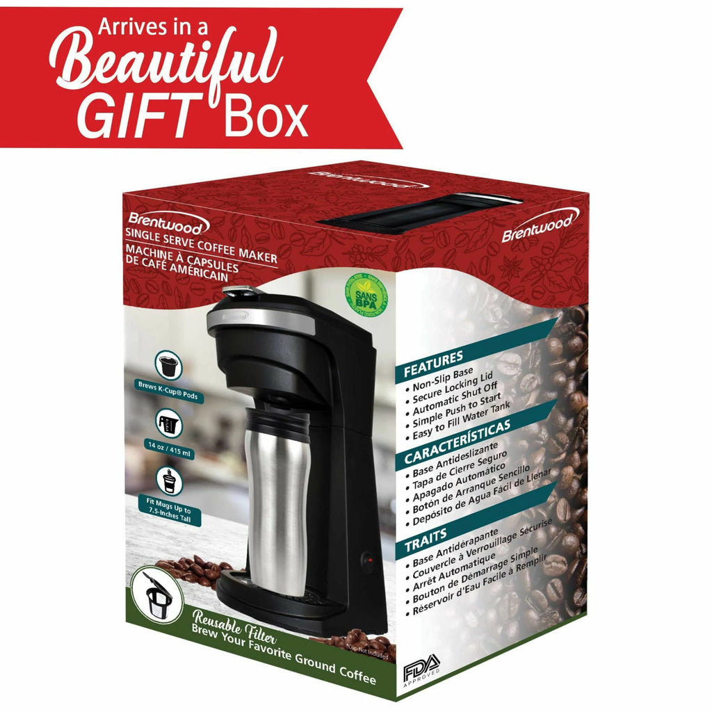 Black Single Serve Coffee Maker with Reusable Filter Basket K354586