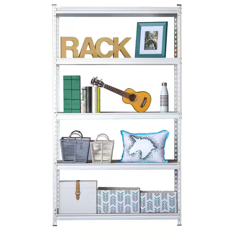 White 5-Tier Adjustable Steel Storage Rack K3629