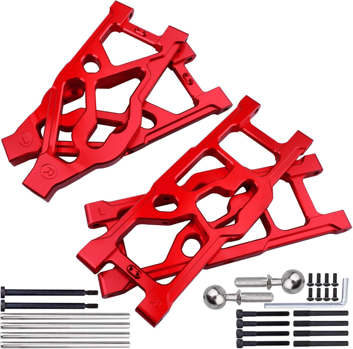 Aluminum Suspension Arms Set Front Lower & Rear Lower (Red) J26638