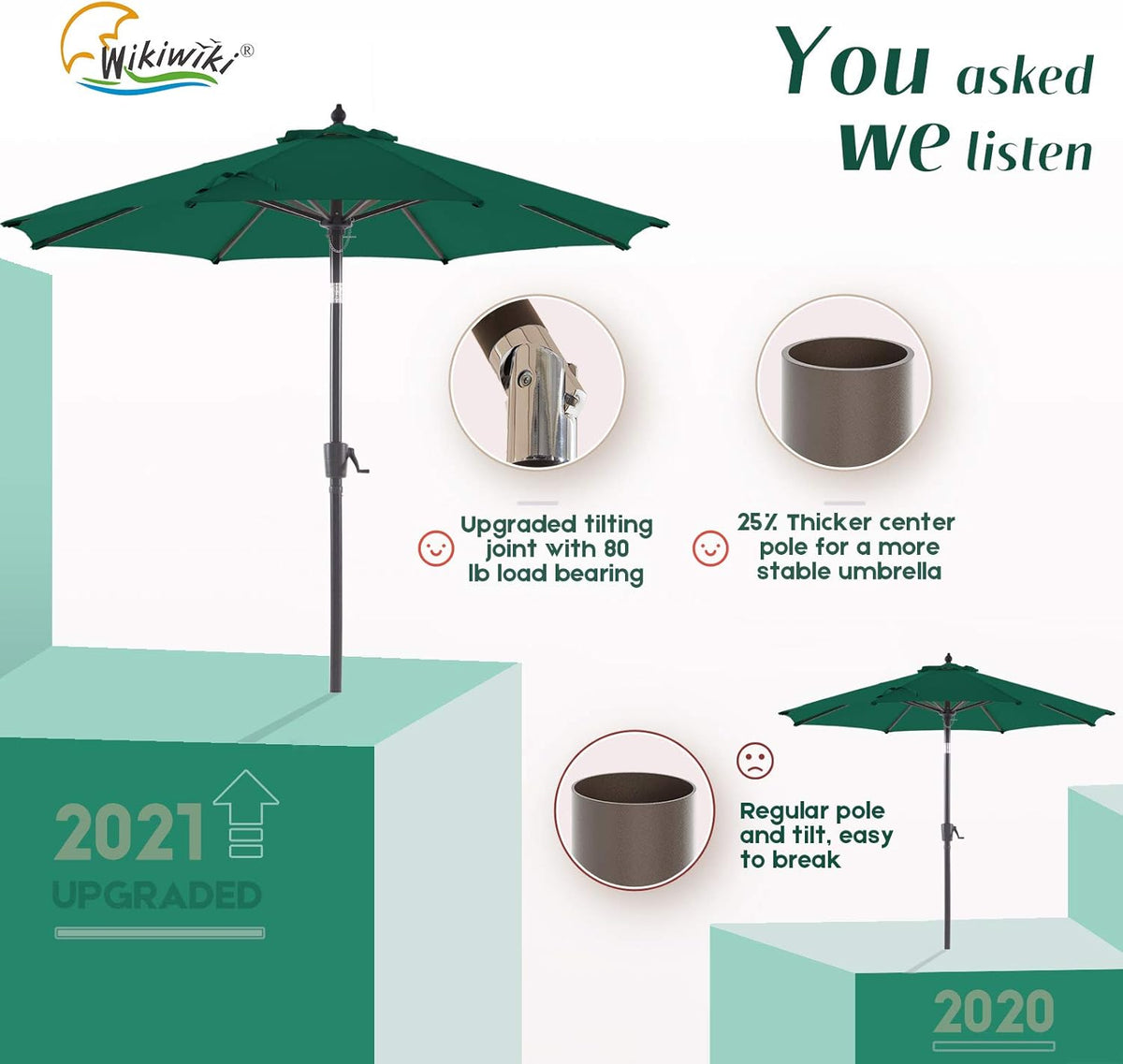 9 FT Olefin Market Umbrella with Push Button Tilt C94138