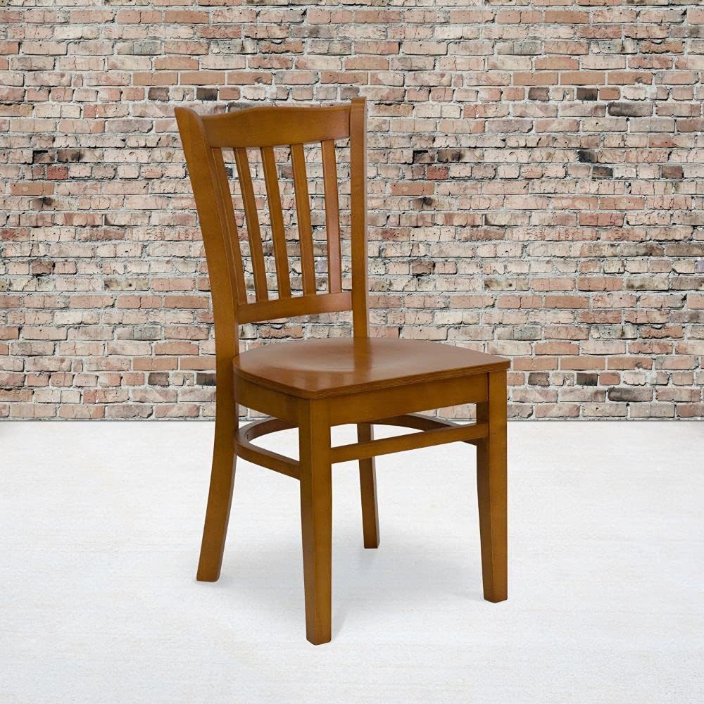 Vertical Slat Back Mahogany Wood Restaurant Chair W986978