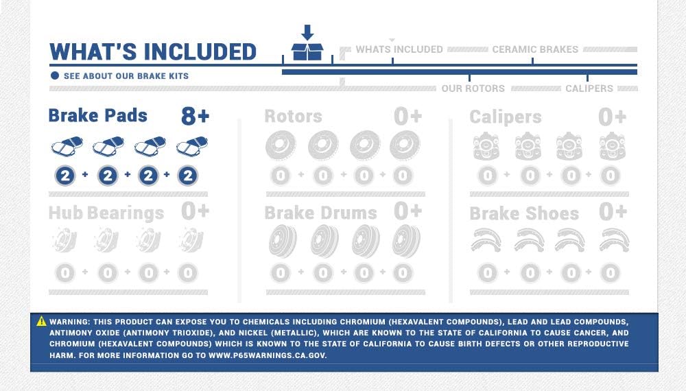 Ceramic Brake Pads with Rubber Shims and Hardware G201