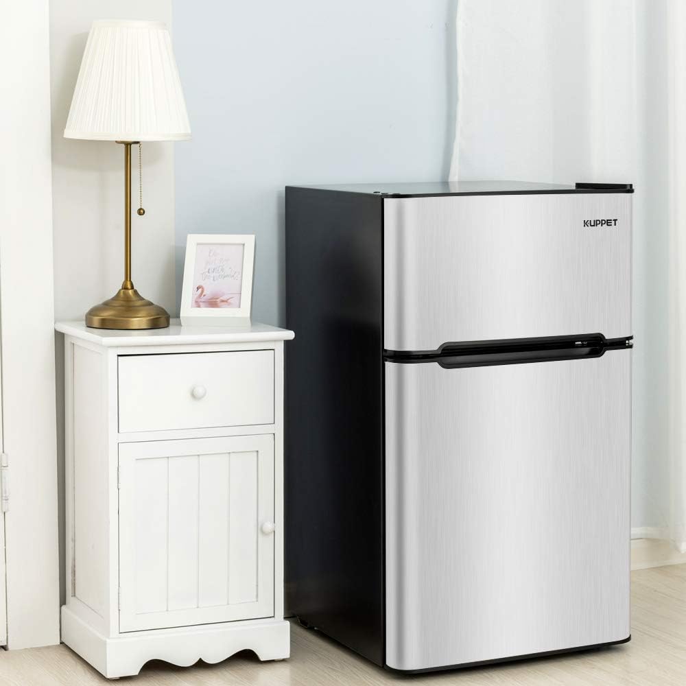 Compact 3.2 Cu.Ft Double Door Stainless Steel Refrigerator B1668