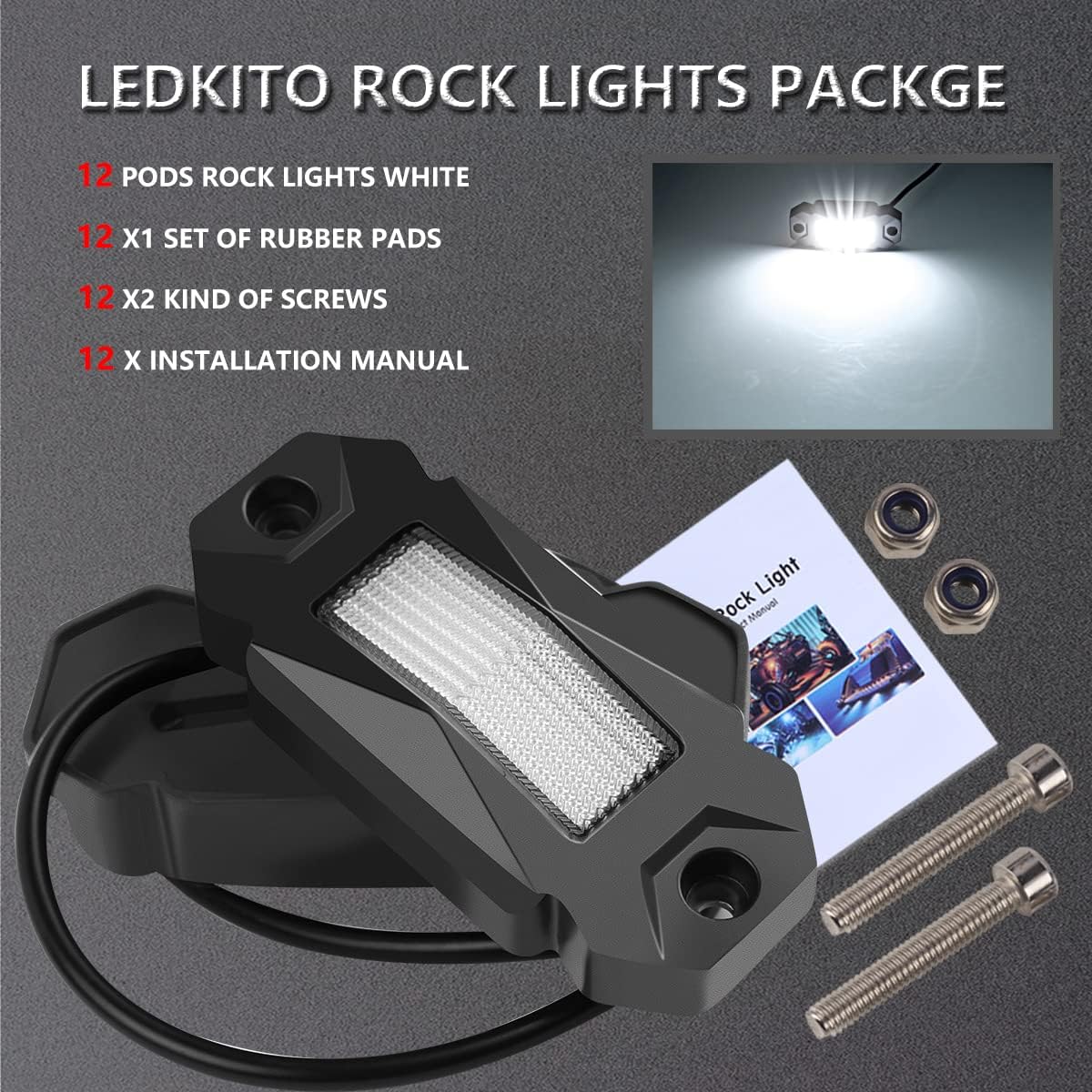 White LED Rock Lights 20PCS Waterproof V198582