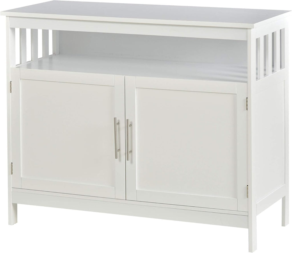 Black Kitchen Console Table with 2-Level Cabinet and Open Shelf M205325