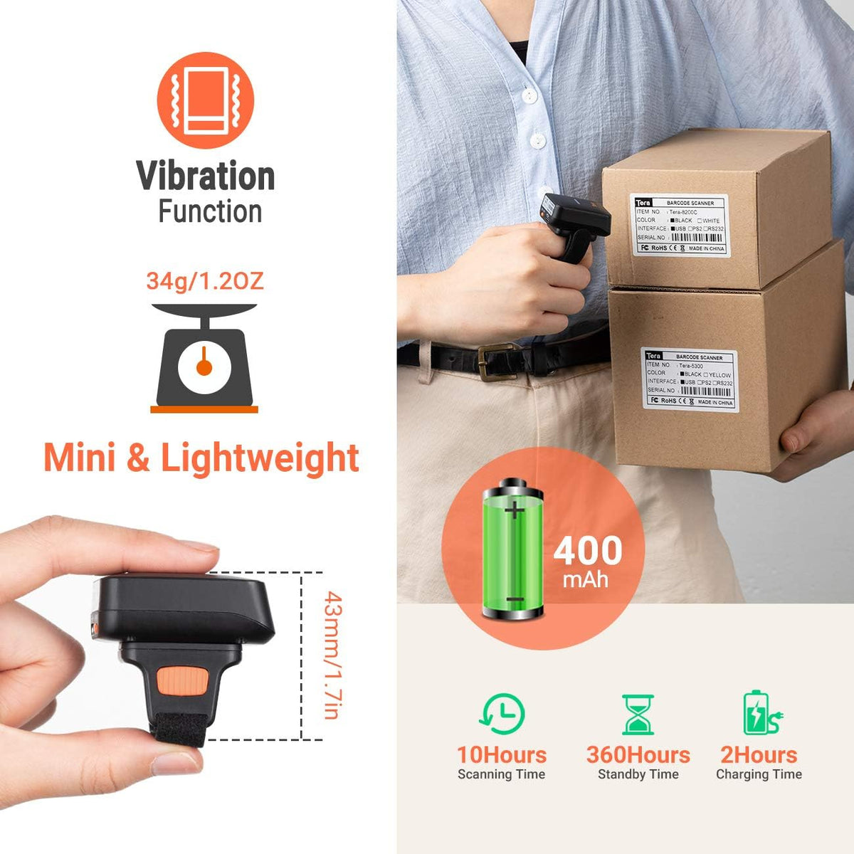 Wireless Ring Barcode Scanner with Bluetooth Q29826