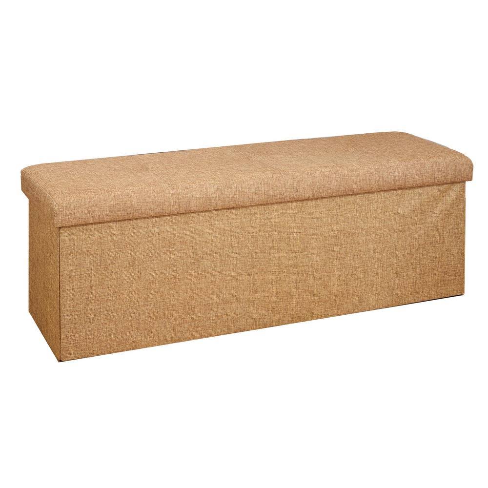 Camel Faux Linen Folding Storage Ottoman W825520