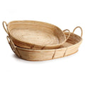 Cane Rattan Trays with Handles Set of 2 K30600