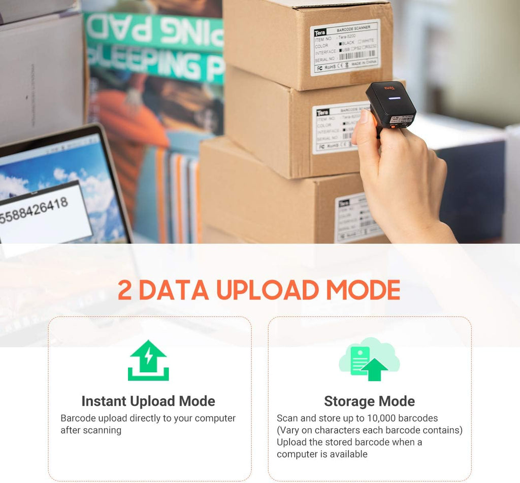 Wireless Ring Barcode Scanner with Bluetooth Q29826